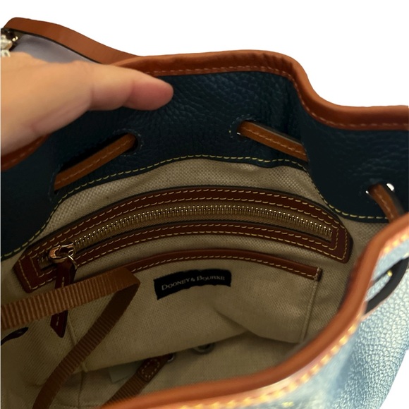 Dooney & Bourke Blue Pebble Grain Leather Drawstring Tote w/ Dust Bag - NWT - Picture 3 of 9